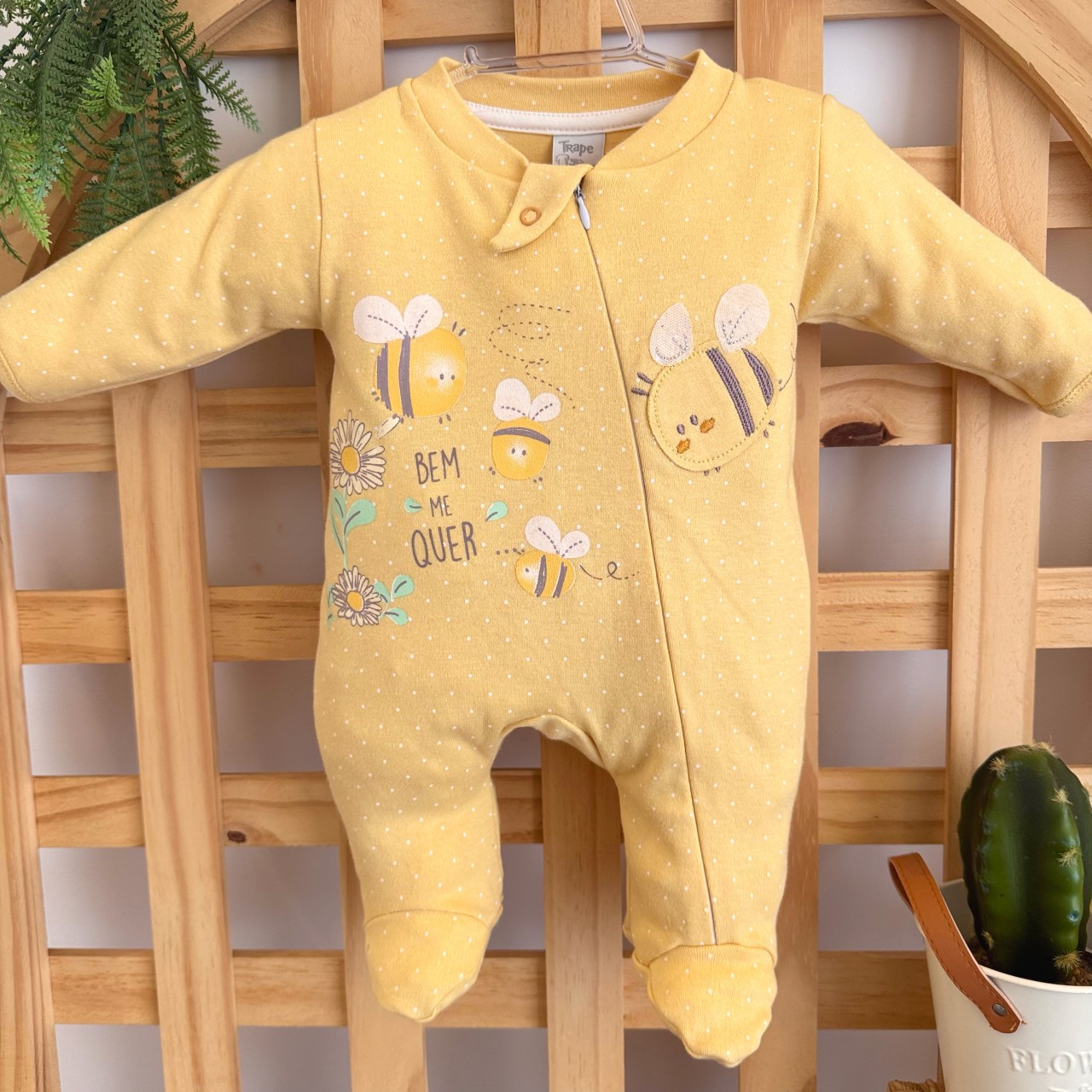 Macacão Malha Trape Zape - Bem Me Quer Abelhas - Amarelo